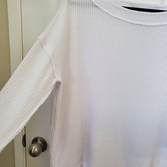 We The Free Oversized Thermal Knit White Long Sleeve Sweater Women's Size Small - Picture 2 of 9